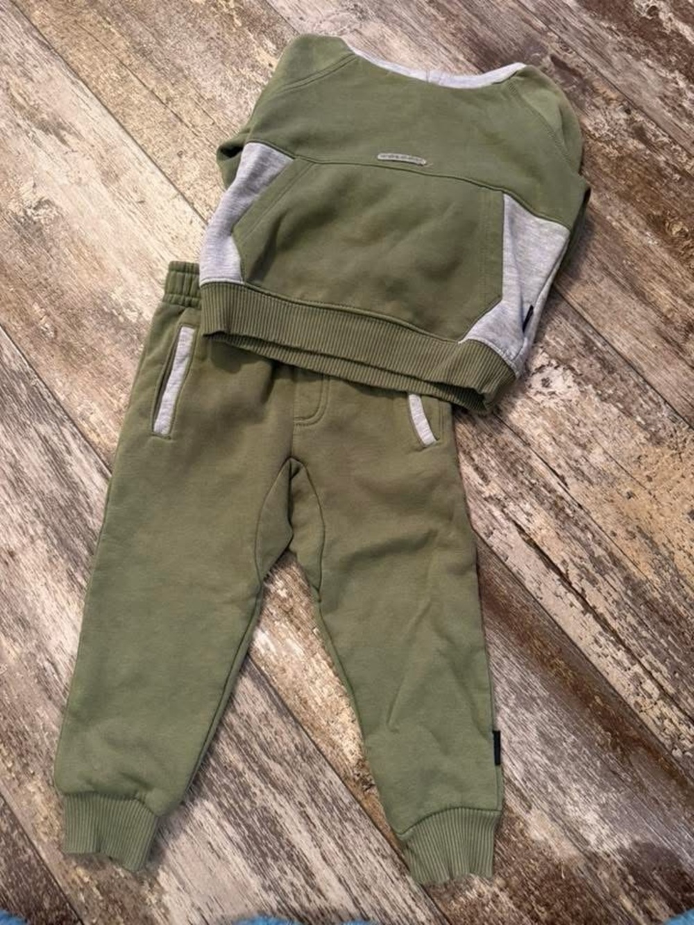 Volcom Olive Green Kids Jogger Bottoms with Gray Trim